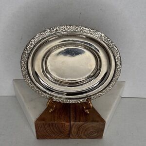 Vintage Estate Solid Brass Trinket Tray Made in India (Reads Silver)
